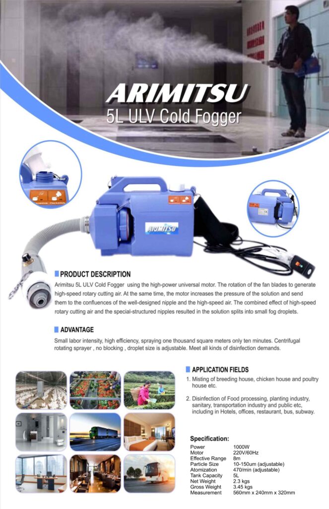 Arimitsu 5L ULV Cold Fogger, Disinfecting Misting Machine, Cold Fogging